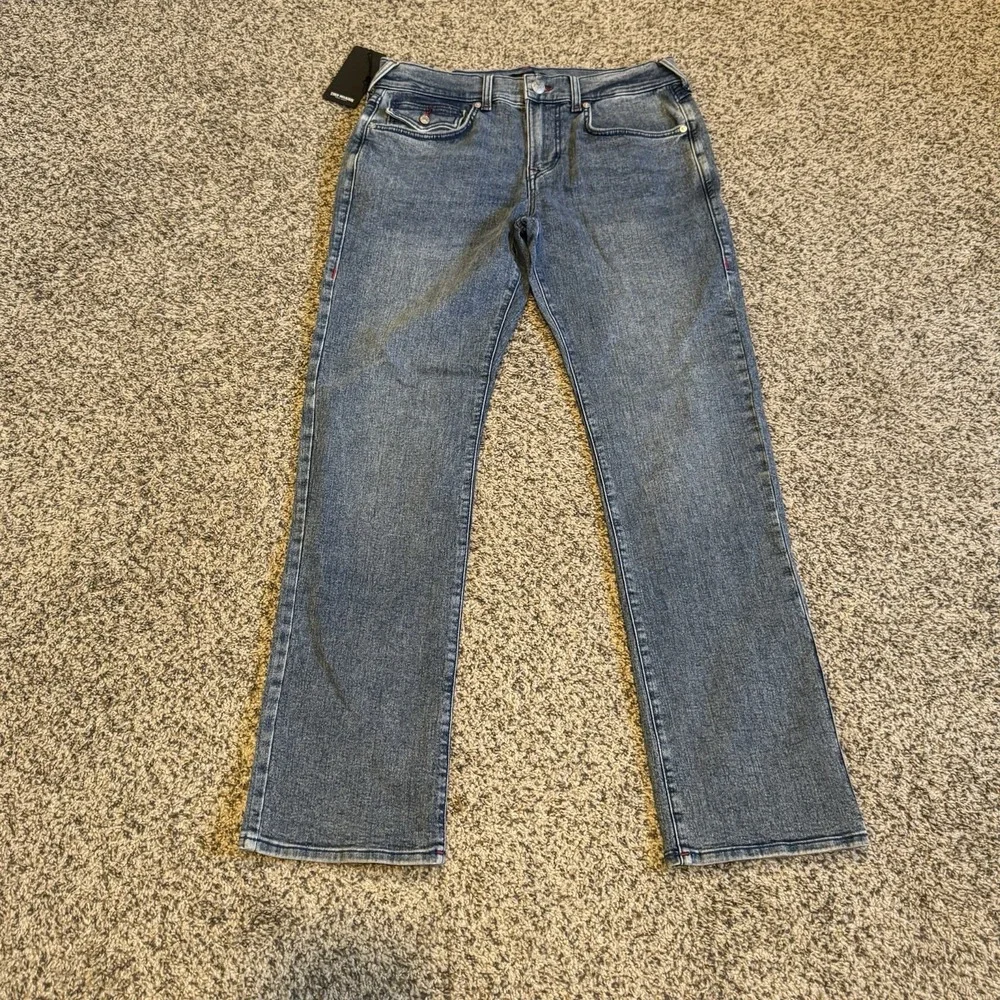 TRUE RELIGION RICKY SN FLAP RELAXED STRAIGHT Peppermint Wash JEANS 32x34